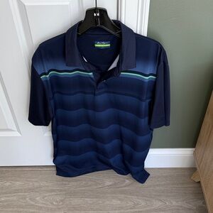 Hogan Navy Polo with Green Accent Stripe